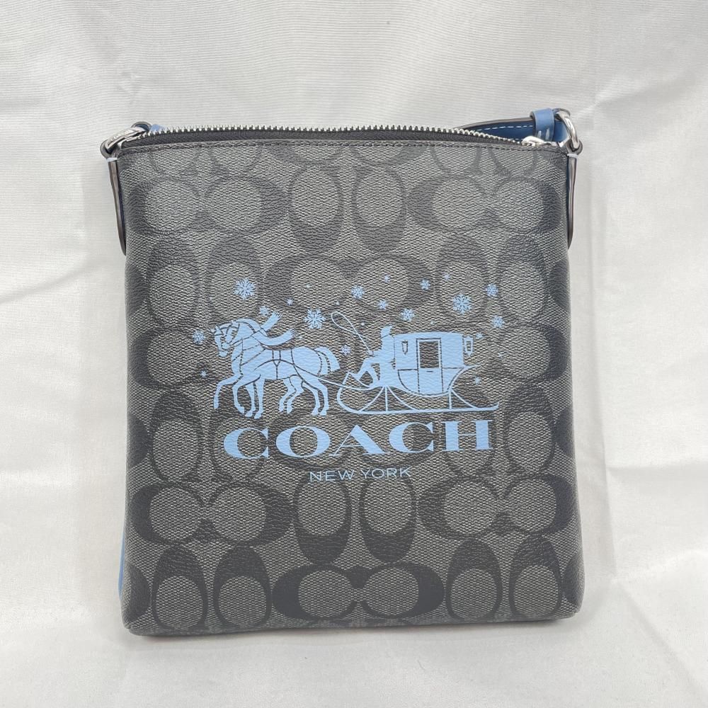 【中古】COACH ホースアンドキャレッジ　ショルダーバッグ　ブラック[79]