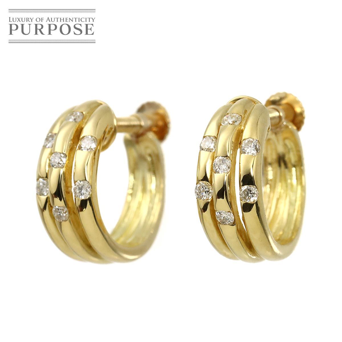 ダイヤ 0.10ct/0.10ct イヤリング K18 YG イエローゴールド 750 Diamond Earrings 90320536