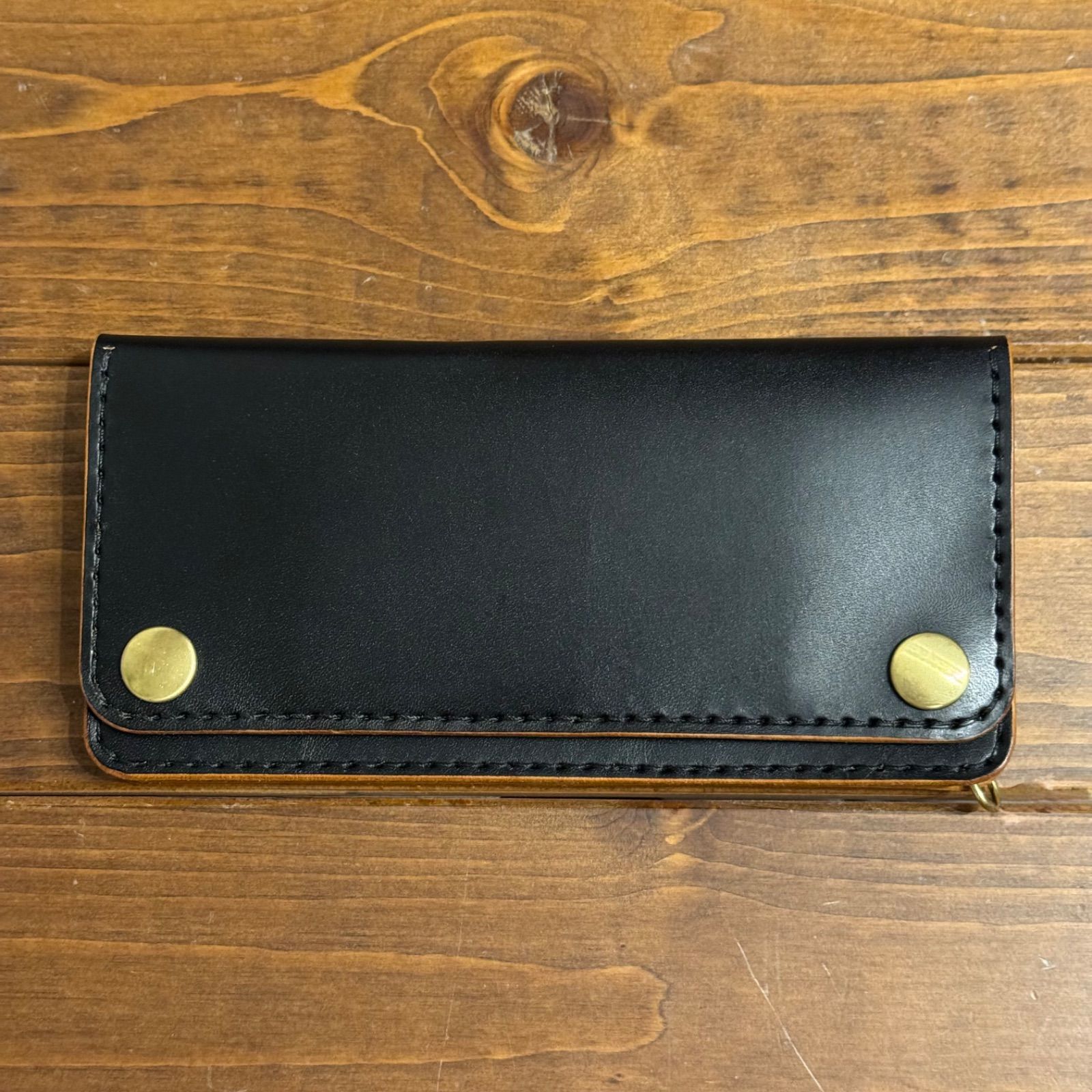 【TW-03】trucker wallet 3層 ロング 茶芯 フラップ裏有り