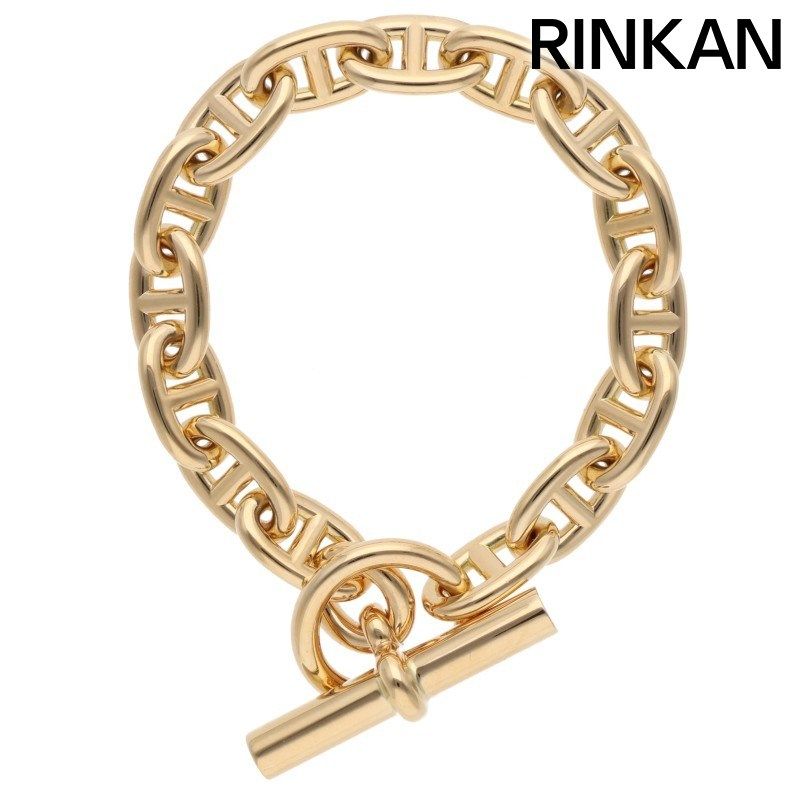 エルメス Chaine d'Ancre MM K18YGシェーヌダンクルMMゴールドブレスレット メンズ 15LINK