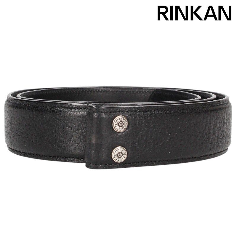 クロムハーツ 1.5 STRAP 1.5inchスクロールレーベルリベッツ レザーベルト メンズ 38インチ