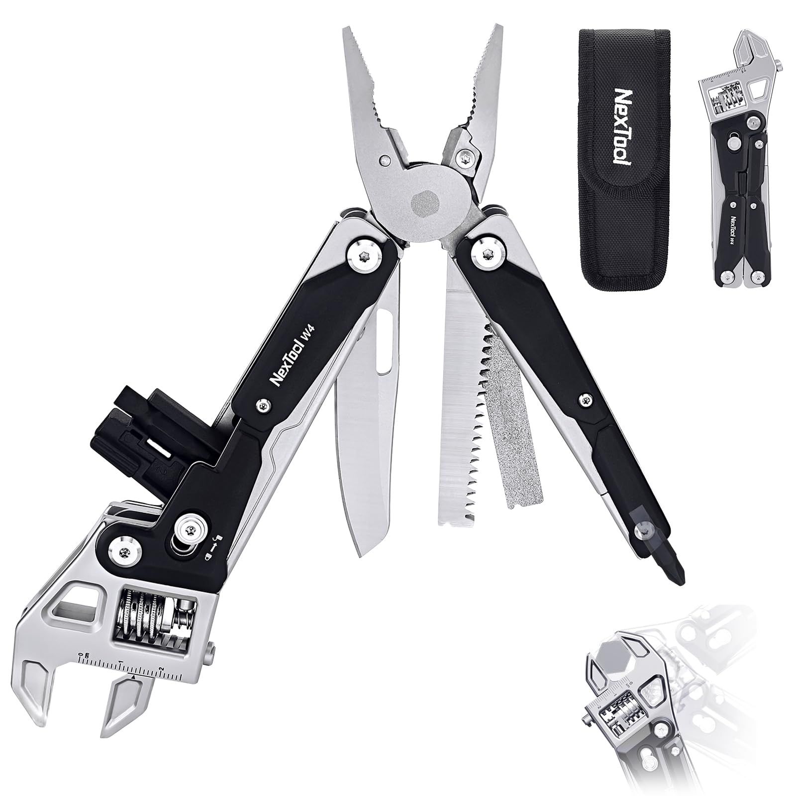 NexTool W4 アジャスタブルラチェットマルチツール、11-in-1 折り畳み式EDCツール、ペンチ、ナイフ、のこぎり、ドライバー、キャンプ、ハイキング、DIY＆ギフト用マルチツール（男性/ガジェット愛好家）wb 64bf24ff