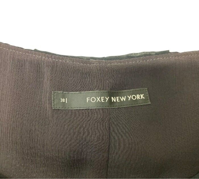 FOXEY NEW YORK/フォクシーニューヨーク/ノースリーブネックフリルリボンワンピース/サイズ38/ブラック×ブラウン/レディース/ドレス/スリーブレス/FB3889