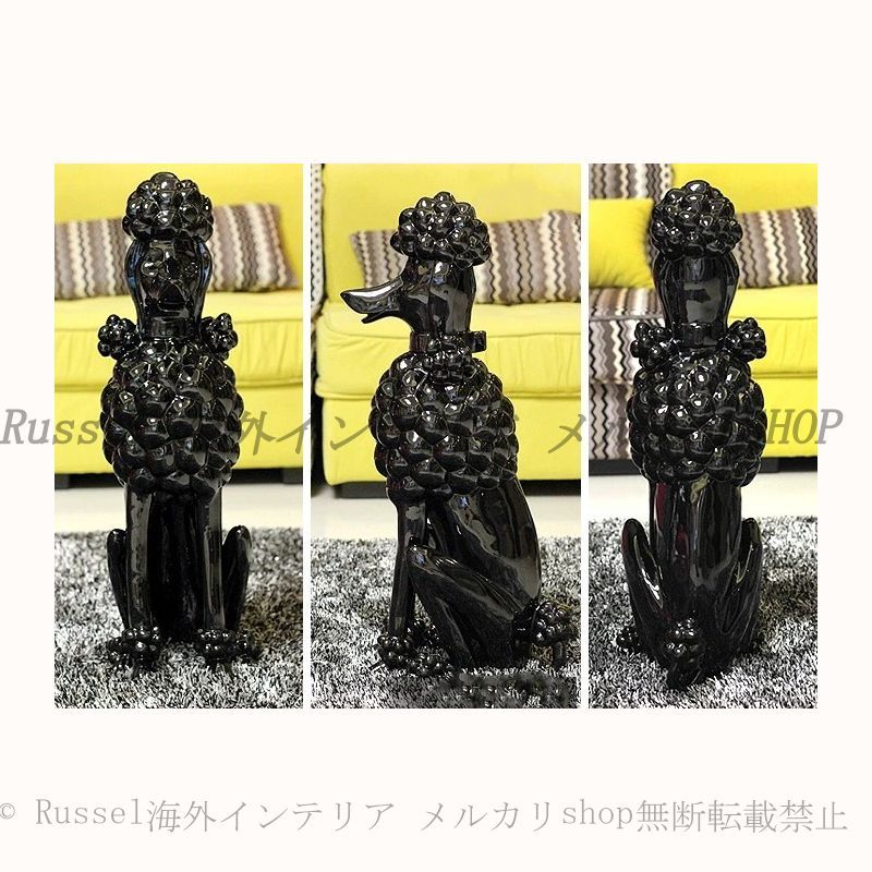 オブジェ ラグジュアリー プードル 光沢 おしゃれ かわいい インテリア 全長62cm 全長43cm 北欧 置物 オーナメント 動物 アニマル 犬 ドッグ 雑貨 癒し ディスプレイ 装飾 贈り物 記念日 ギフト ピンク ホワイト ブラック