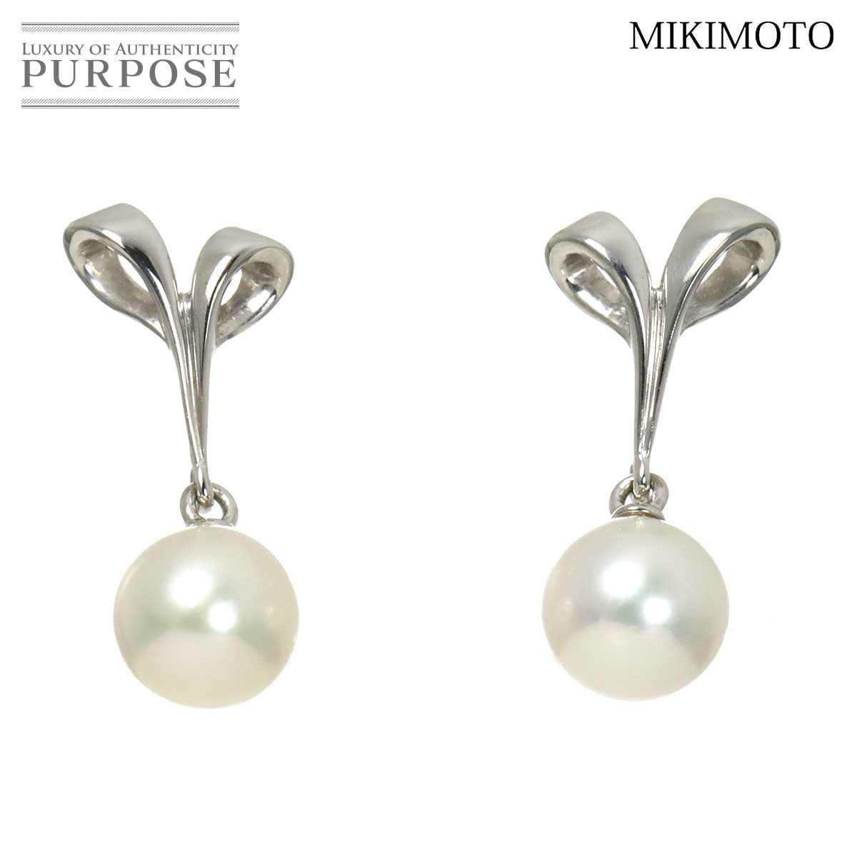 ミキモト MIKIMOTO アコヤ真珠 6.3mm ピアス K18 WG ホワイトゴールド 750 パール Akoya Pearl Earrings Pierced 90314659