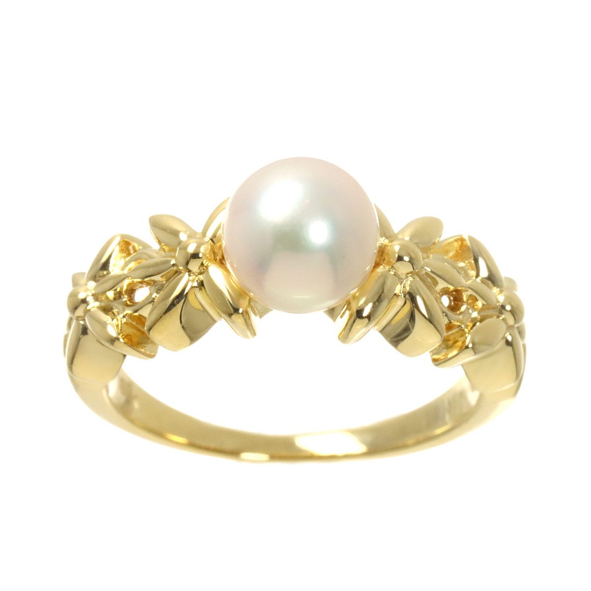 ミキモト MIKIMOTO 8号 リング アコヤ真珠 6.4mm K18 YG イエローゴールド 750 パール 指輪 Akoya Pearl Ring 90315813