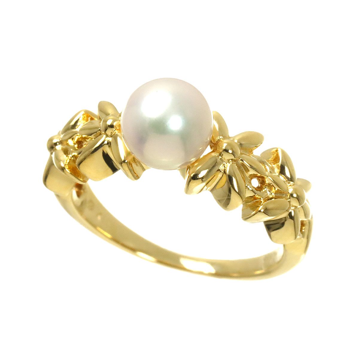 ミキモト MIKIMOTO 8号 リング アコヤ真珠 6.4mm K18 YG イエローゴールド 750 パール 指輪 Akoya Pearl Ring 90315813