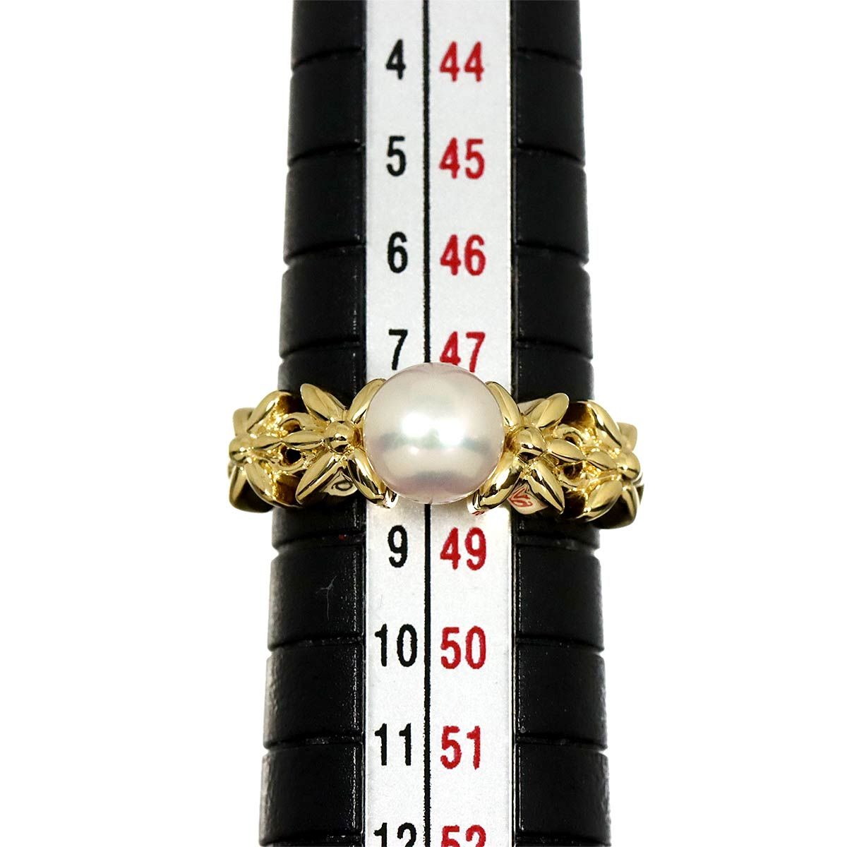 ミキモト MIKIMOTO 8号 リング アコヤ真珠 6.4mm K18 YG イエローゴールド 750 パール 指輪 Akoya Pearl Ring 90315813