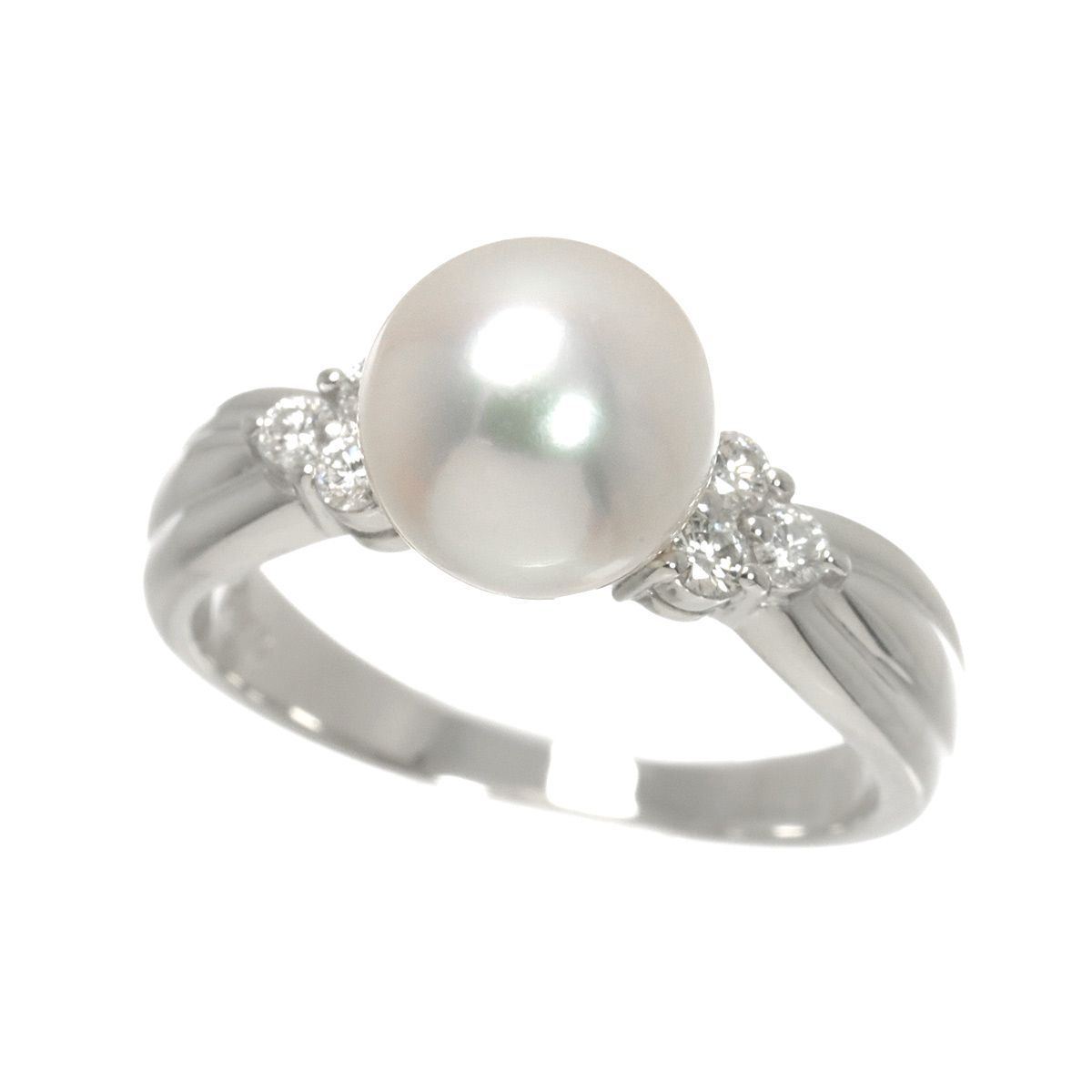 タサキ TASAKI 11.5号 リング アコヤ真珠 8.2mm ダイヤ 0.14ct Pt プラチナ パール 指輪 田崎真珠 Akoya Pearl Ring 90315819