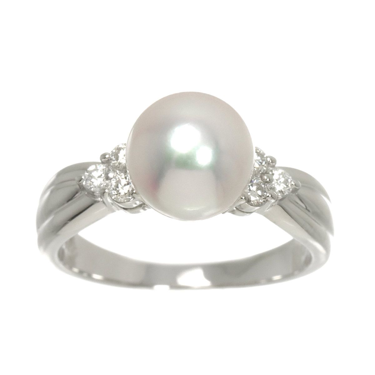 タサキ TASAKI 11.5号 リング アコヤ真珠 8.2mm ダイヤ 0.14ct Pt プラチナ パール 指輪 田崎真珠 Akoya Pearl Ring 90315819