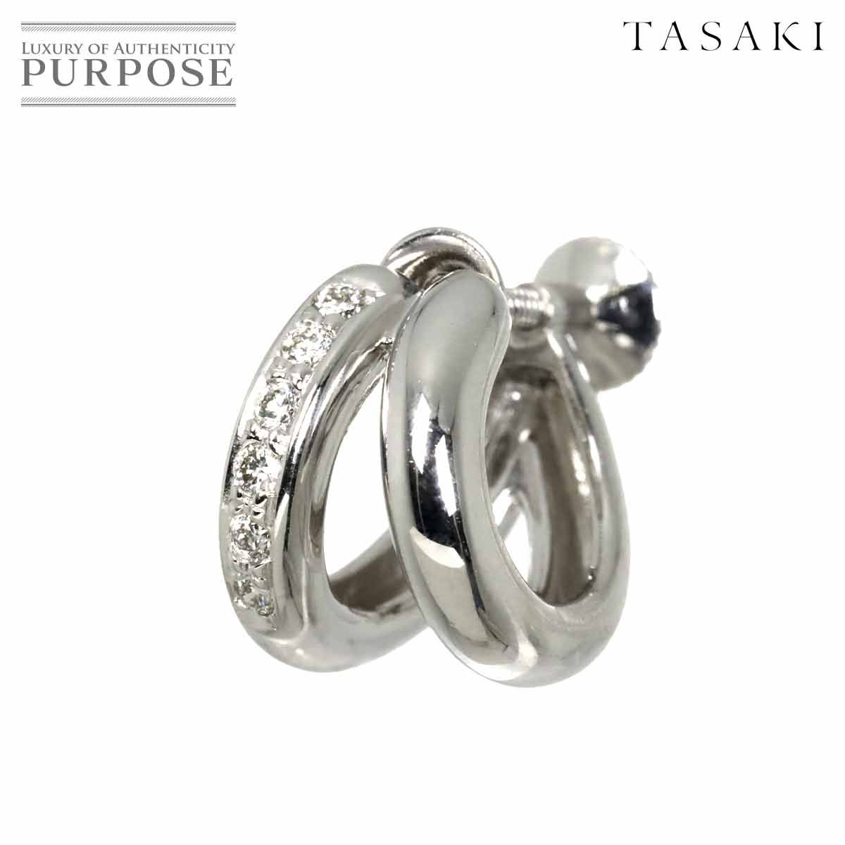 タサキ TASAKI ダイヤ 0.10ct イヤリング K18 WG ホワイトゴールド 750 パール 田崎真珠 片耳 片方のみ Earring 90316511