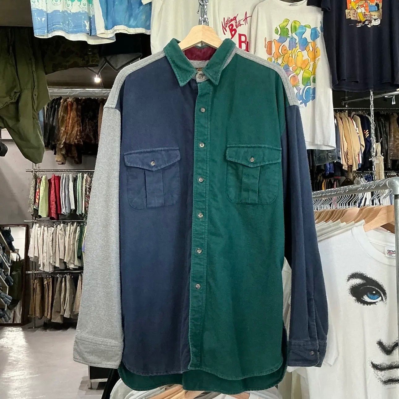 80s Eddie Bauer Chamois Cloth Shirt エディバウアー シャモアクロスシャツ 4,884円