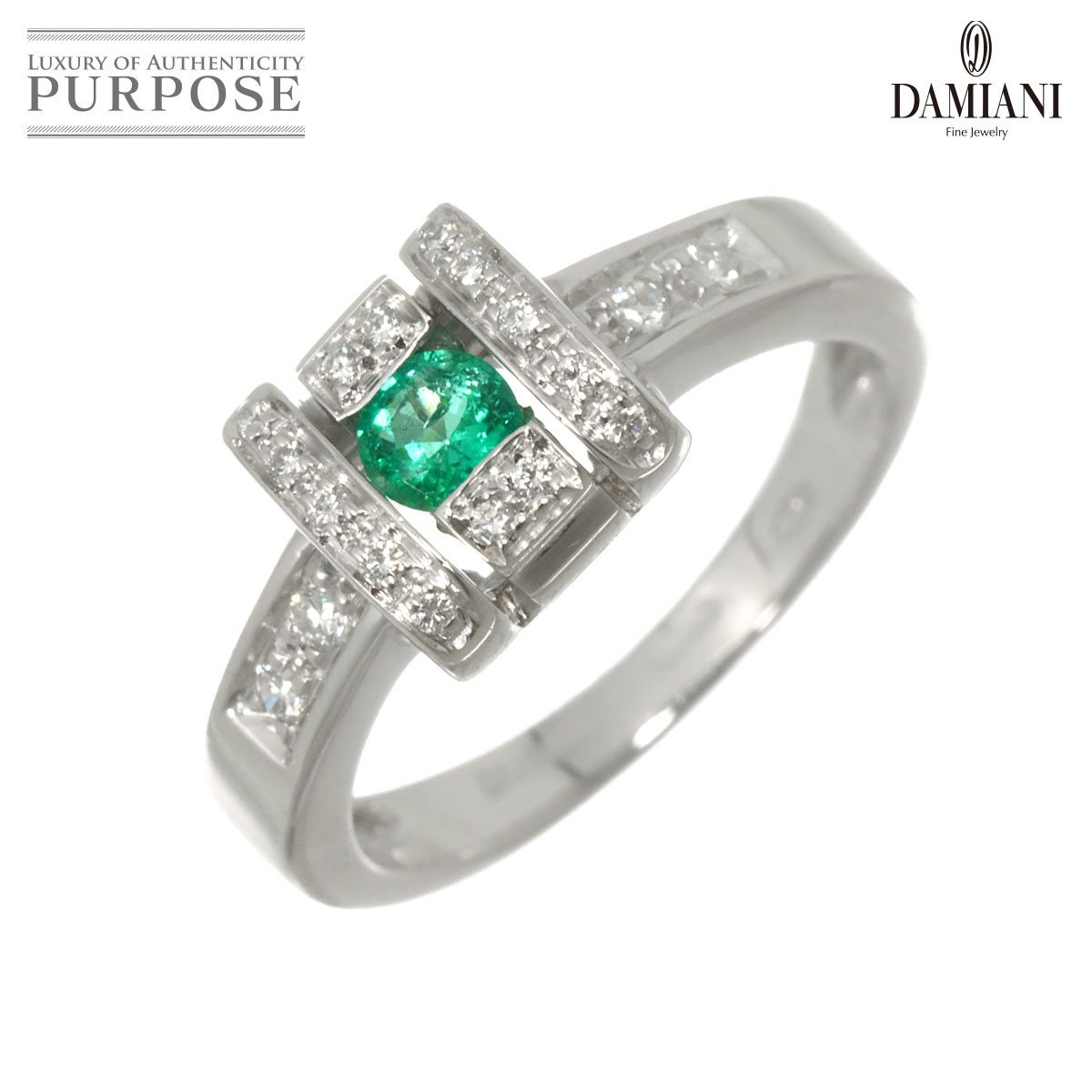 ダミアーニ DAMIANI 9号 リング エメラルド ダイヤ K18 WG ホワイト 