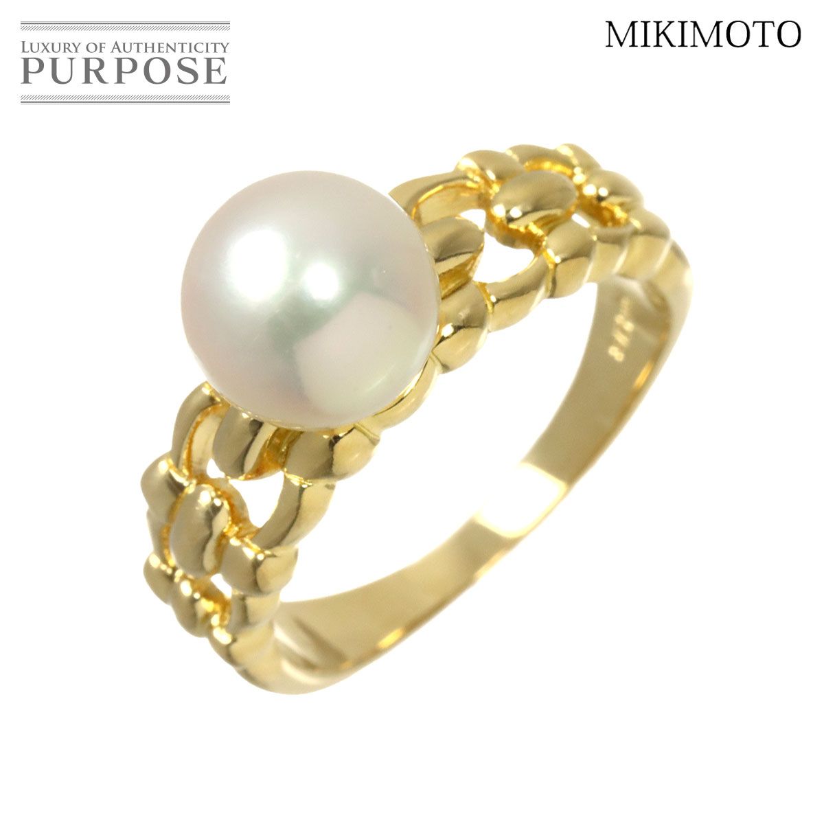 ミキモト MIKIMOTO 11号 リング アコヤ真珠 8.0mm K18 YG イエローゴールド 750 パール 指輪 Akoya Pearl Ring 90318607