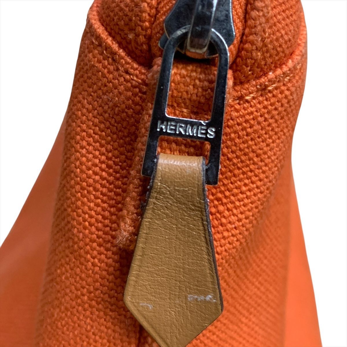 HERMES エルメス ボリードポーチ GM キャンバス オレンジ 収納力抜群