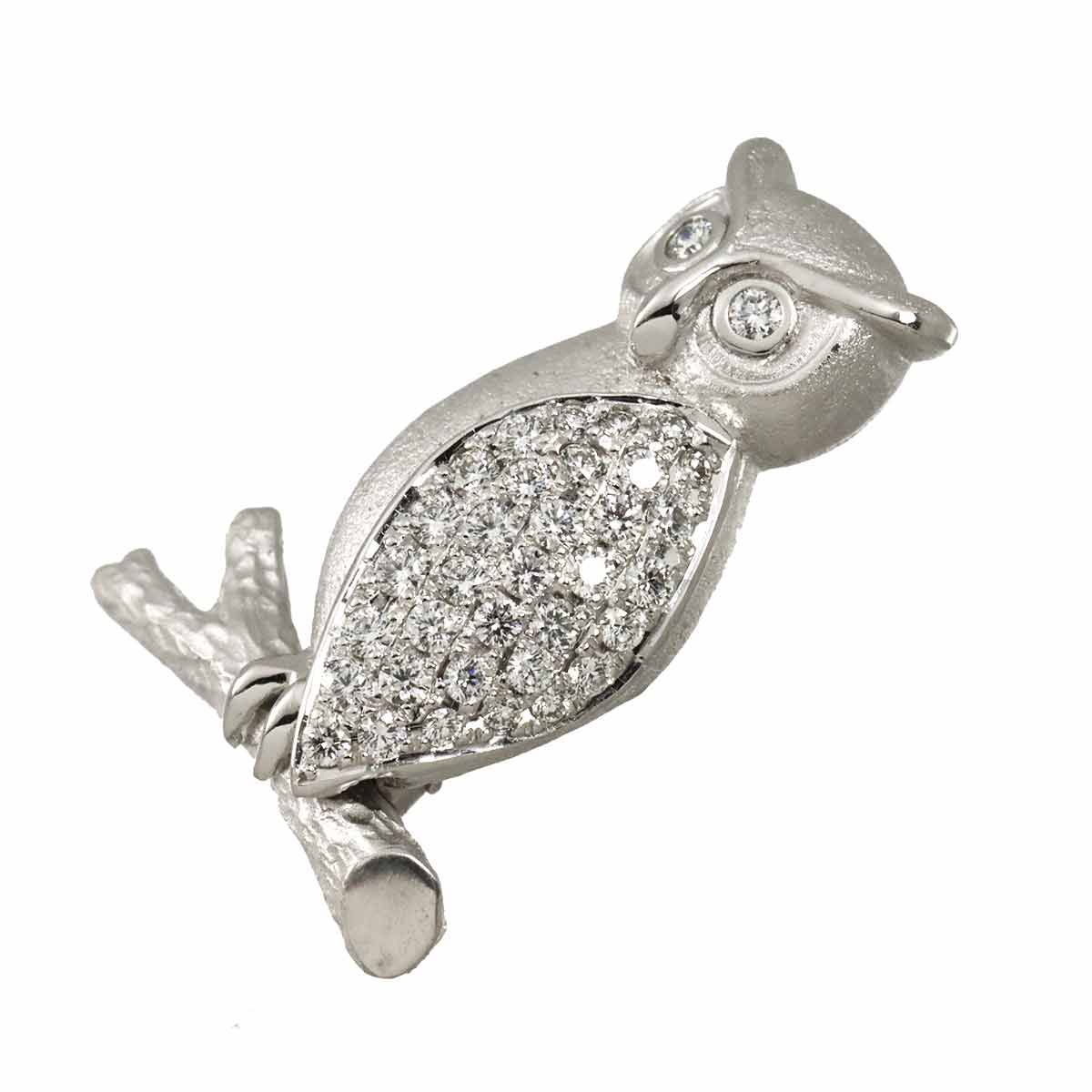 ローズヴィフ ROSE VIF ダイヤ 0.59ct ブローチ K18 WG ホワイト