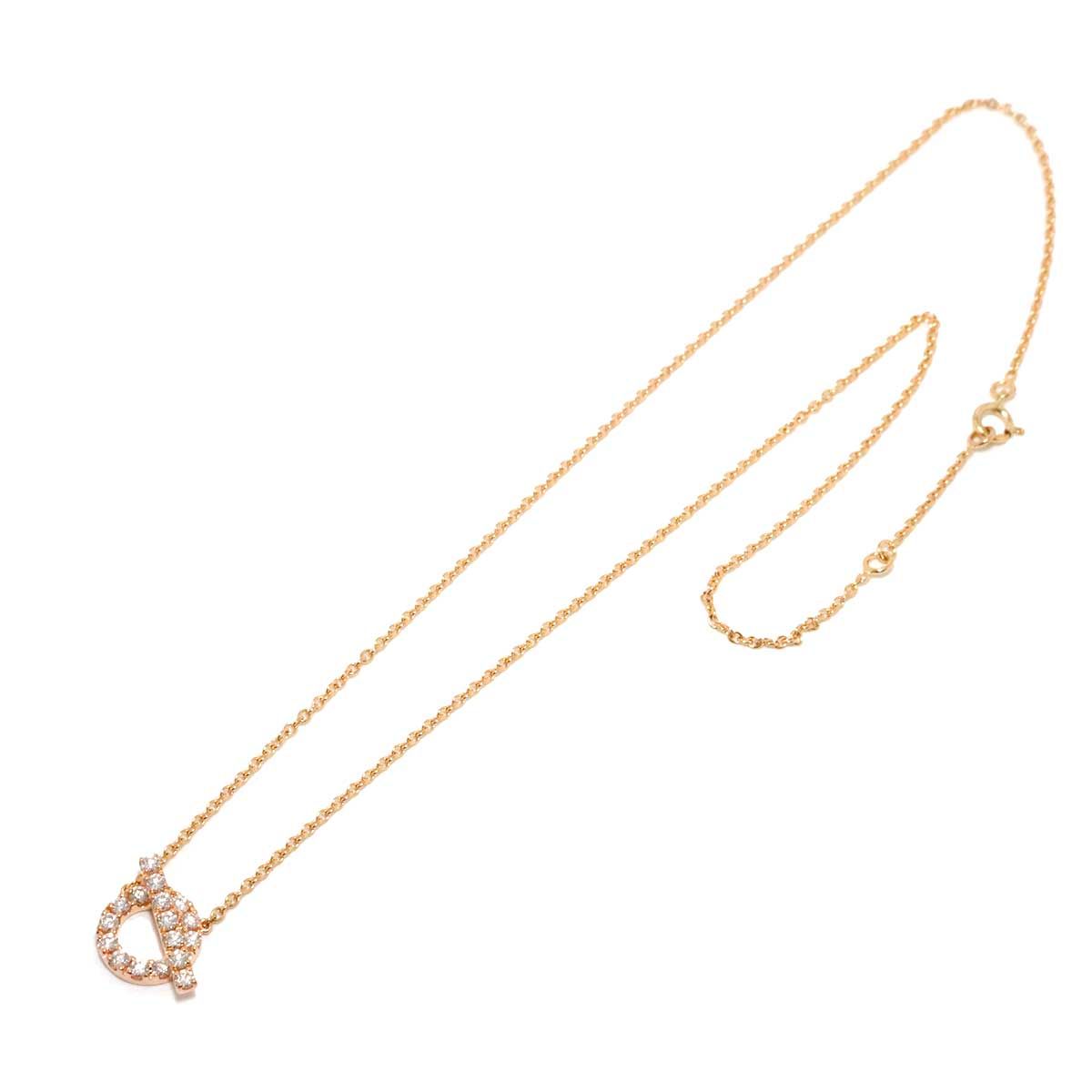 エルメス HERMES フィネス ダイヤ ネックレス 41cm K18 PG ピンク 