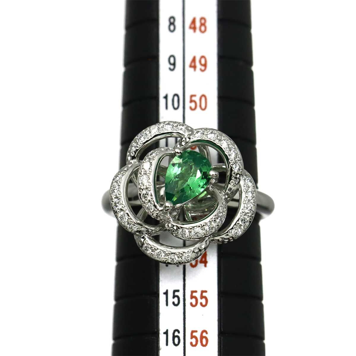 タサキ TASAKI 12.5号 リング ガーネット 0.67ct ダイヤ 0.26ct K18 WG 750 田崎真珠 指輪 花 Garnet Ring【証明書付き】 90319236