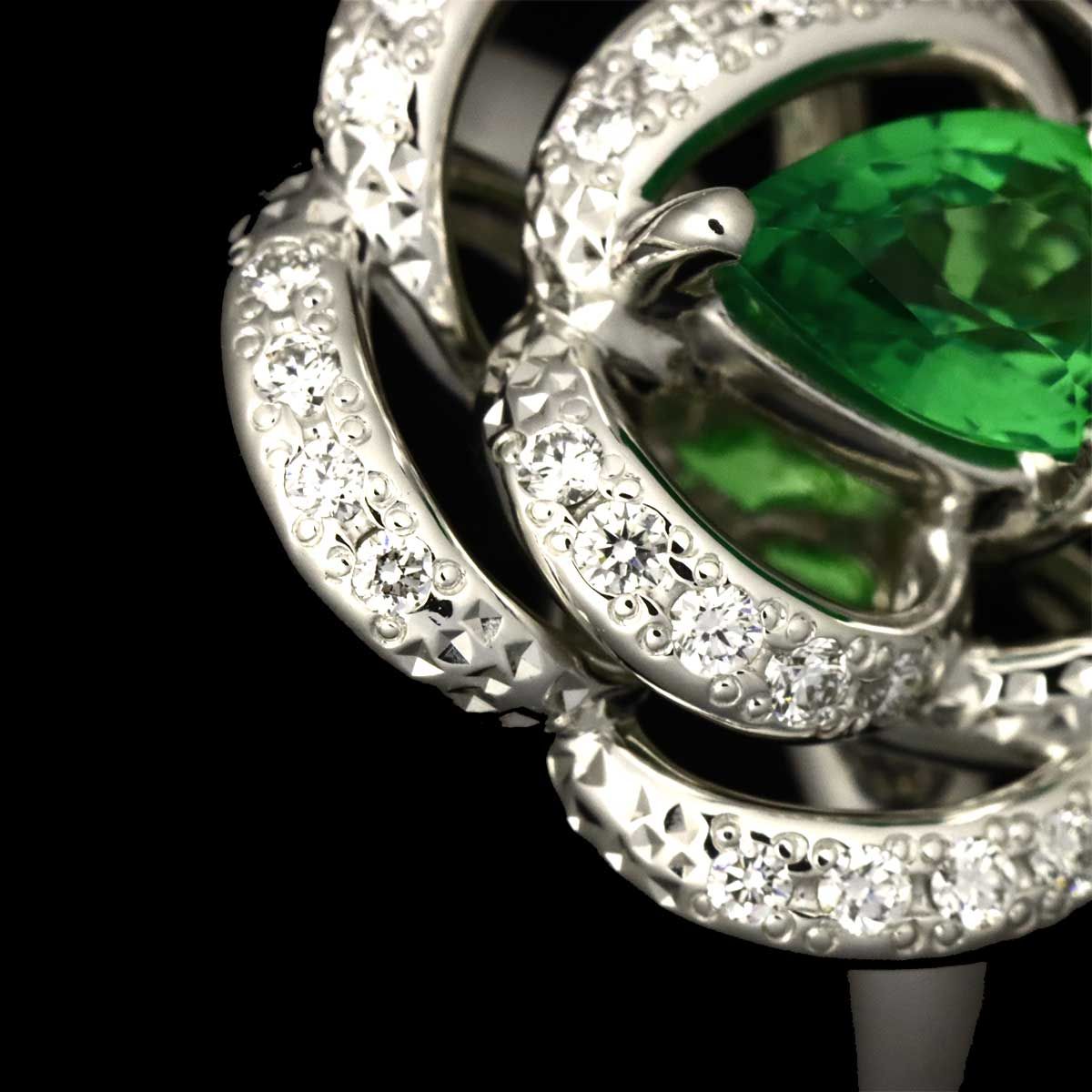 タサキ TASAKI 12.5号 リング ガーネット 0.67ct ダイヤ 0.26ct K18 WG 750 田崎真珠 指輪 花 Garnet Ring【証明書付き】 90319236
