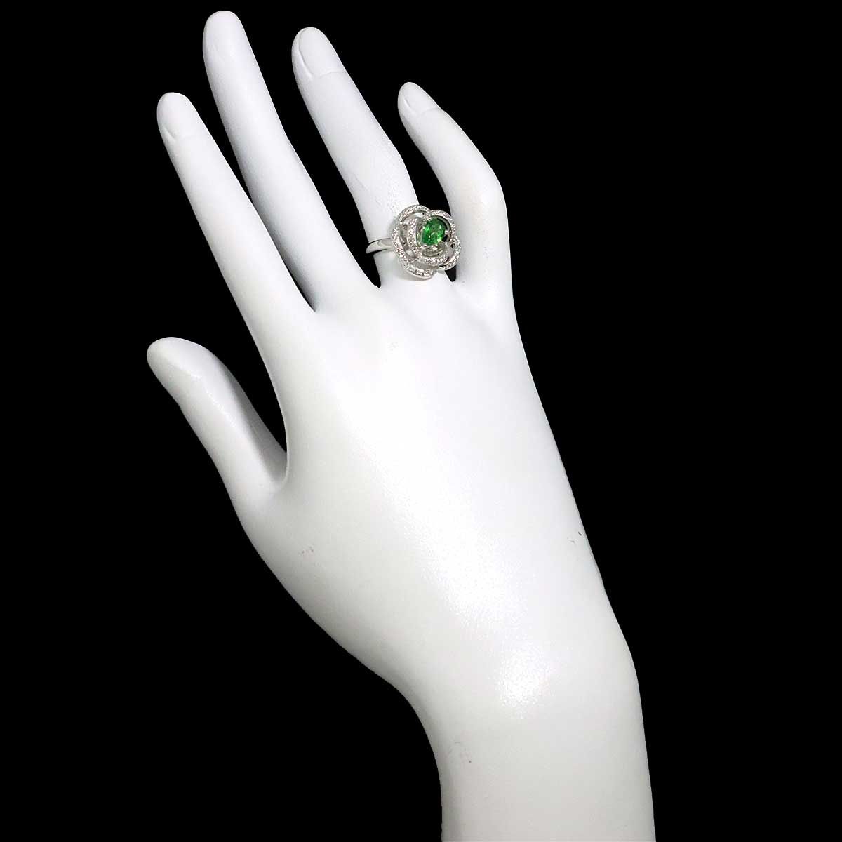 タサキ TASAKI 12.5号 リング ガーネット 0.67ct ダイヤ 0.26ct K18 WG 750 田崎真珠 指輪 花 Garnet Ring【証明書付き】 90319236
