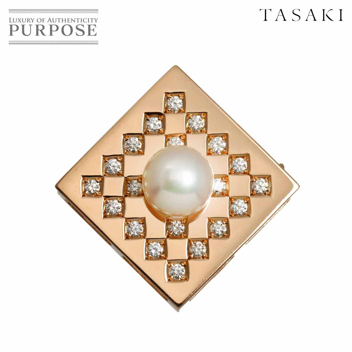タサキ TASAKI アコヤ真珠 7.5mm ダイヤ 0.33ct ブローチ 兼 ペンダント トップ K18 PG 750 パール 田崎真珠 Brooch Pendant Top 90319439