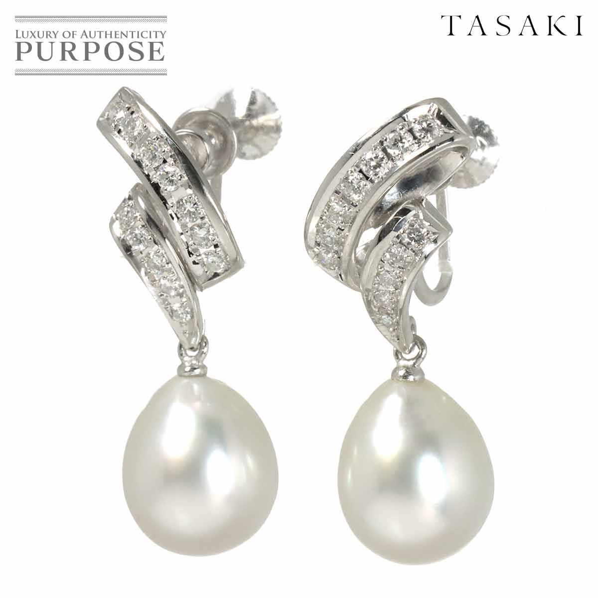 タサキ TASAKI 淡水真珠 10.3mm イヤリング ダイヤ 0.20ct/0.20ct Pt プラチナ パール 田崎真珠 Earrings 90319452