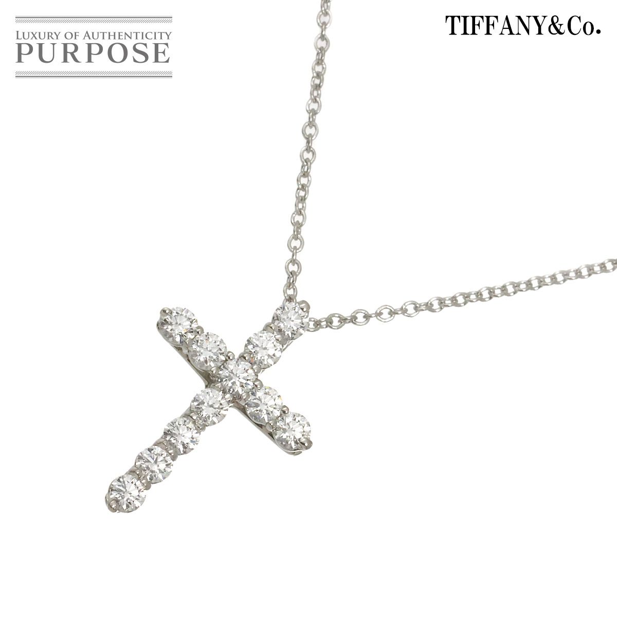 ティファニー TIFFANY&Co. スモール クロス ダイヤ ネックレス 41cm Pt プラチナ Diamond Necklace 90319813