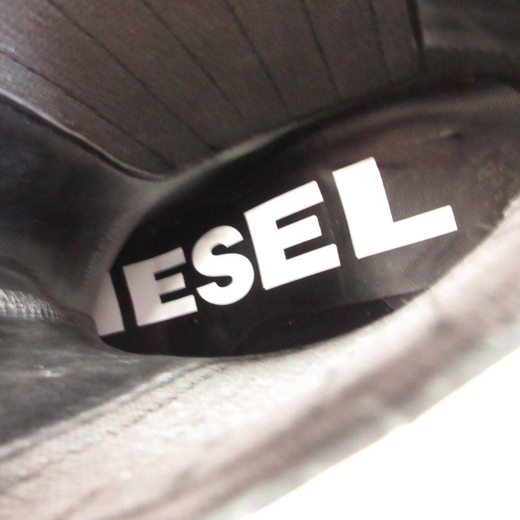 ディーゼル DIESEL D-TEXANNE CH チェルシーブーツ サイドゴア レザー ブロックヒール 24㎝ 黒 ブラック IBO94