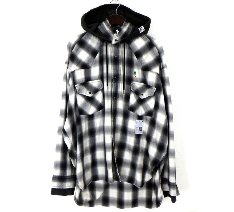 メゾンミハラヤスヒロ Maison MIHARA YASUHIRO 26SS 【 SWEAT HOODIE L/S SHIRTS J16SH182 】 スウェット フーディー ロングスリーブ 長袖 チェック シャツ 49793
