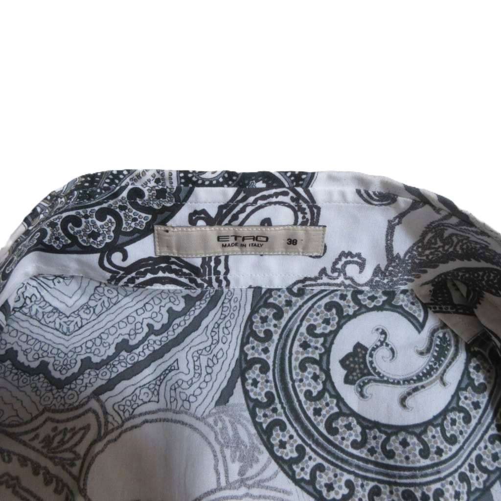 エトロ ETRO タグ付 シャツブラウス 38 白 ホワイト 黒 ブラック 長袖 ペイズリー柄 レギュラーカラー/HW