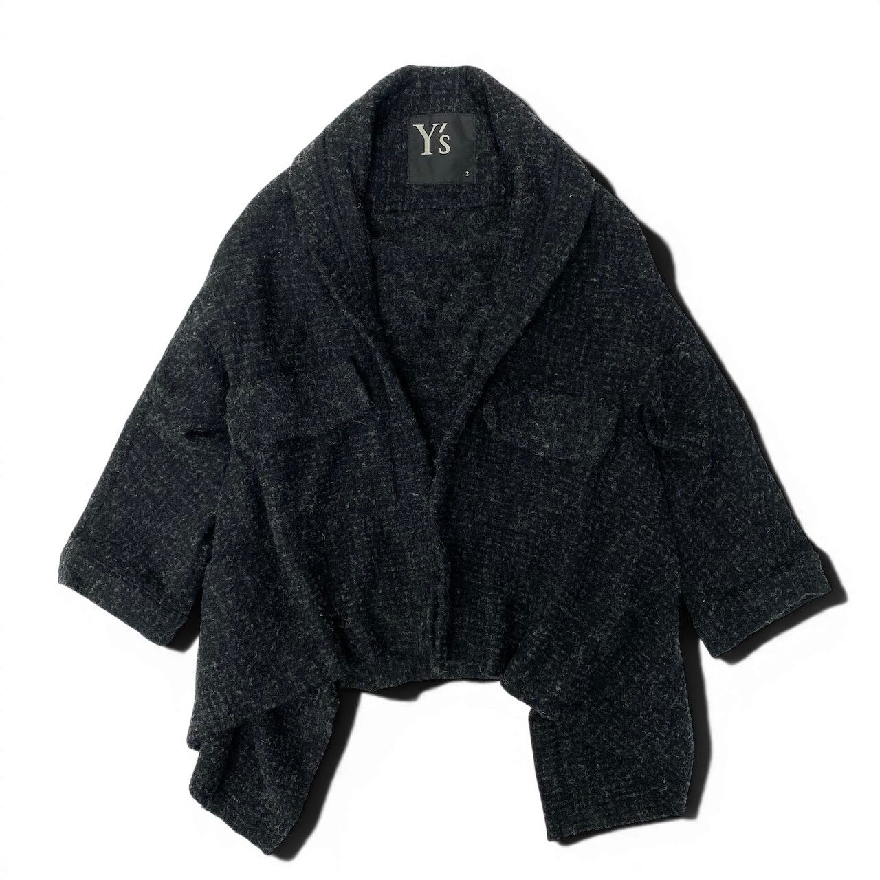 19e8 Y's ワイズ 変形ジャケット コットンウールジャケット アウター 日本製 YF-T81-172 2サイズ ブラック系 メンズ 男性用u02t