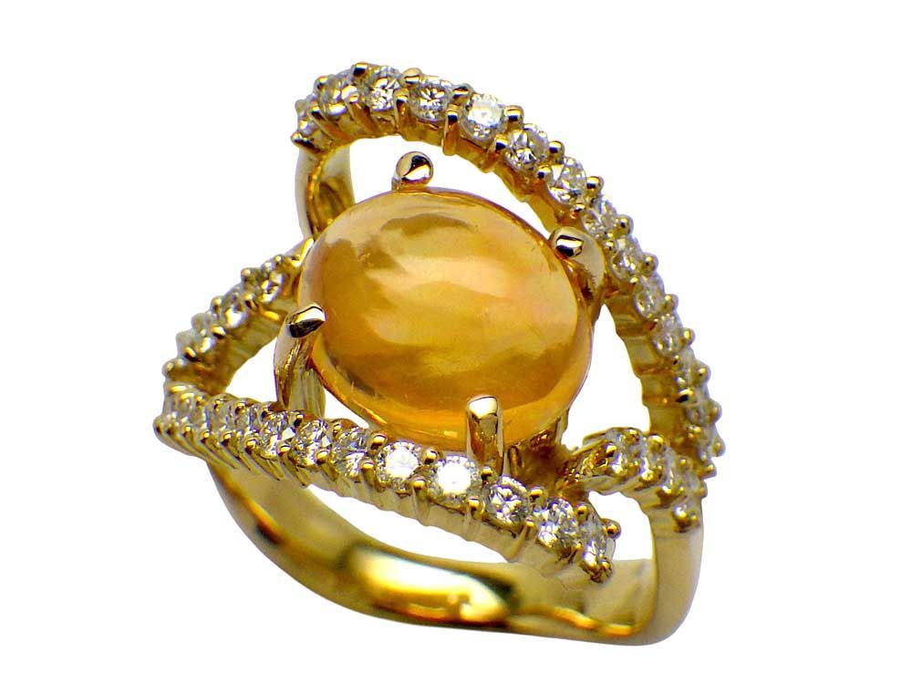 ファイアオパール ダイヤモンドリング K18 8.35g 13号 GRJソーティング付き Jewelry FireOpal 2.22ct Dia0.67ct Ring ファイアオパール ダイヤモンドリング K18 8.35g 13号 GRJソーティング付き Jewelry FireOpal 2.22ct Dia0.67ct Ring