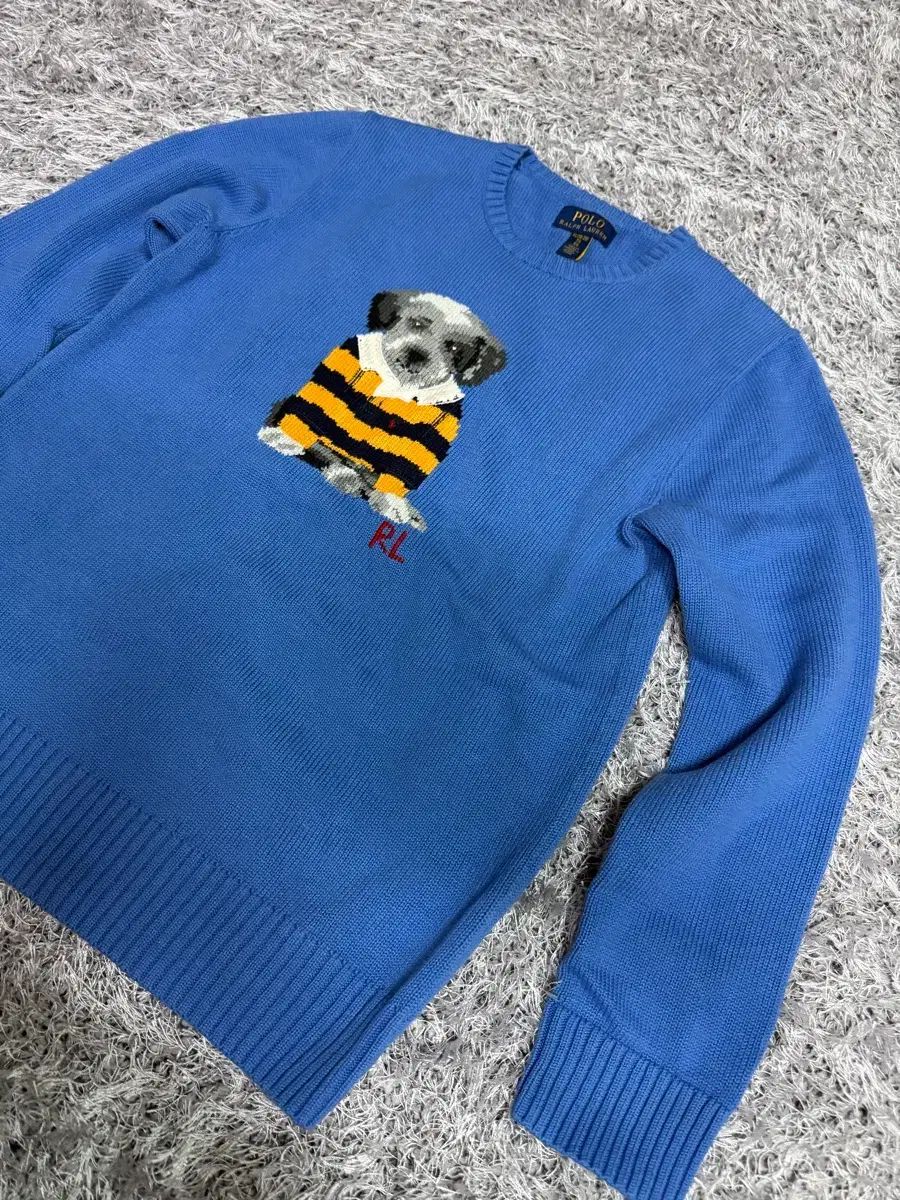 ポロラルフローレン ドッグ刺繍 犬 ニット ブルー セーター レディース 55 ポロラルフローレン ドッグ刺繍 犬 ニット ブルー セーター レディース 55