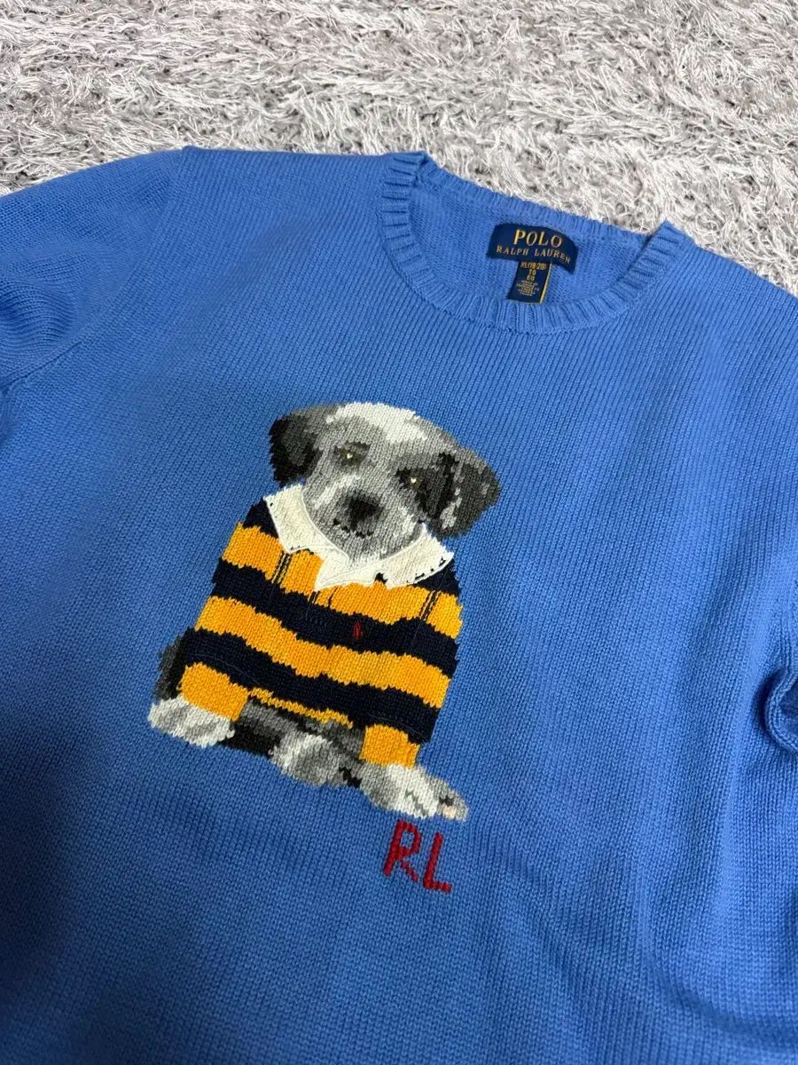 ポロラルフローレン ドッグ刺繍 犬 ニット ブルー セーター レディース 55 ポロラルフローレン ドッグ刺繍 犬 ニット ブルー セーター レディース 55