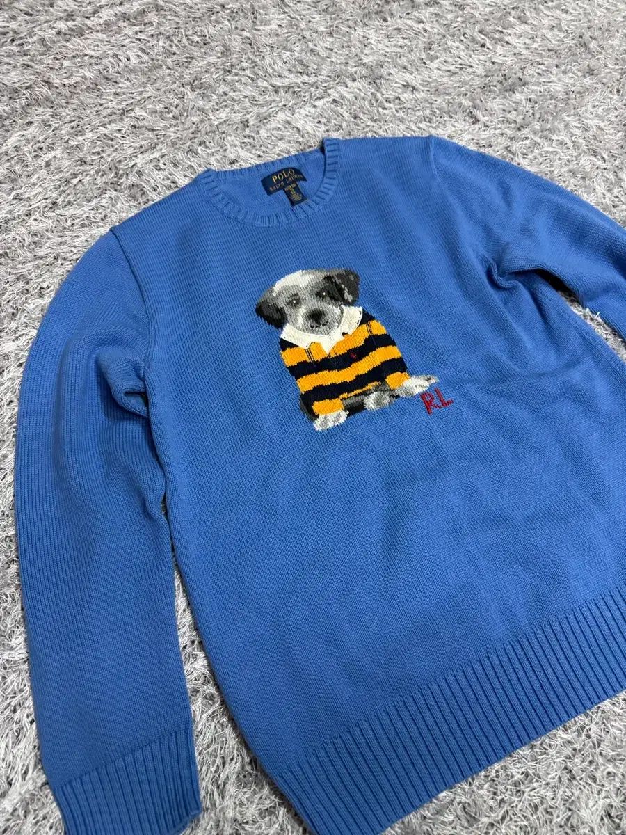ポロラルフローレン ドッグ刺繍 犬 ニット ブルー セーター レディース 55 ポロラルフローレン ドッグ刺繍 犬 ニット ブルー セーター レディース 55