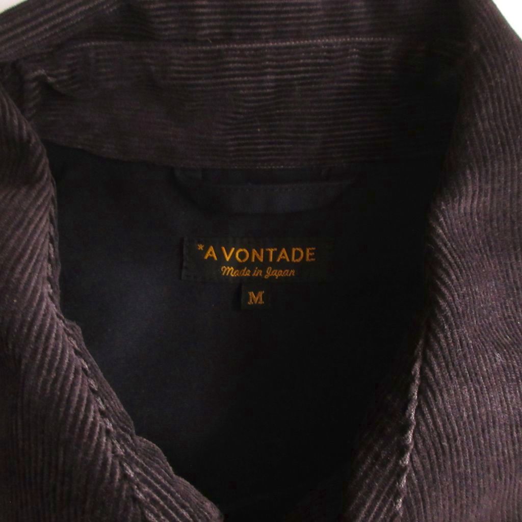 アボンタージ A VONTADE 美品 コート M 紺 ネイビー 襟元コーデュロイ フライフロント /SJ