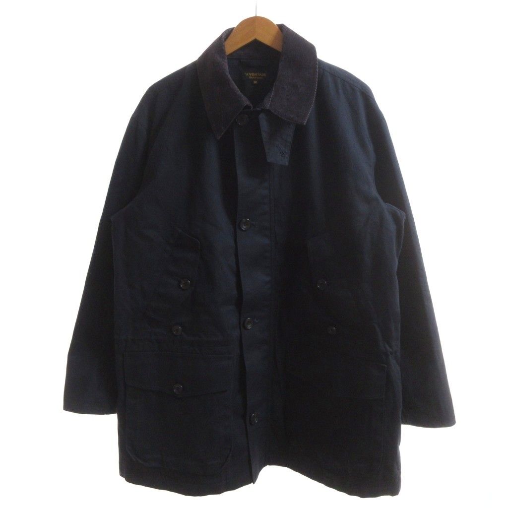 アボンタージ A VONTADE 美品 コート M 紺 ネイビー 襟元コーデュロイ フライフロント /SJ