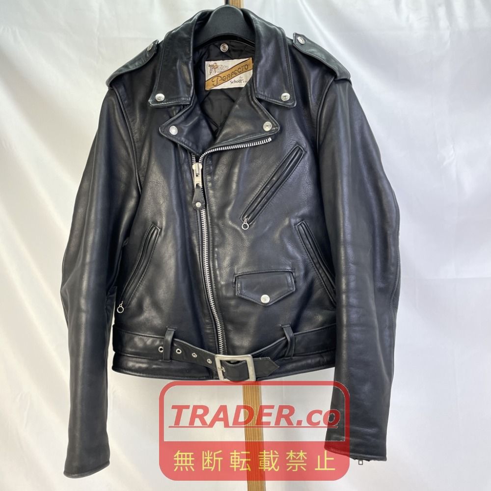 01w-6618 ショット schott 618 ダブルライダースジャケット 80's ブラック サイズ36 USA製 メンズ アウター 【中古品】