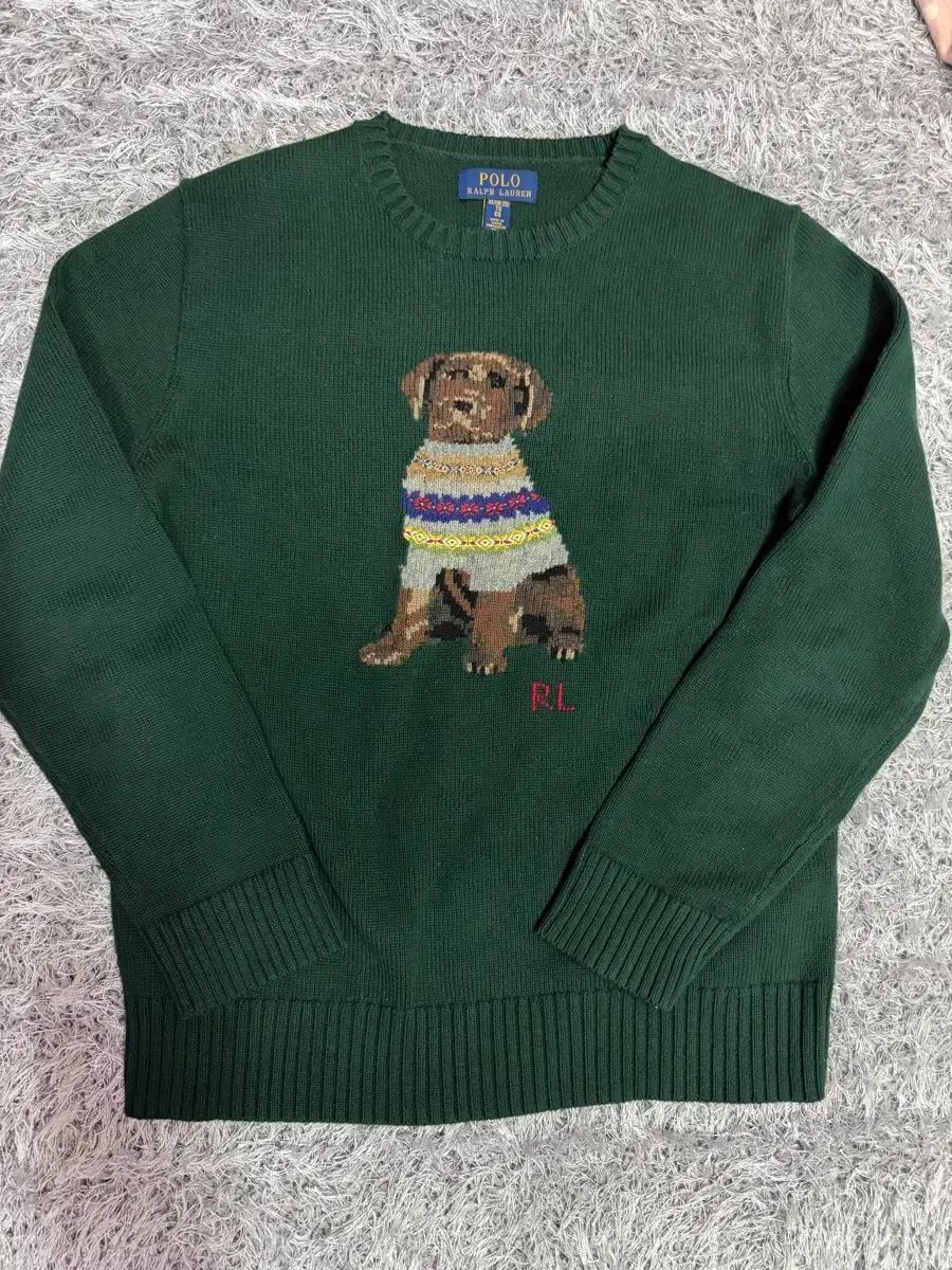 ポロラルフローレン グリーン ドッグ 犬 刺繍 ニット セーター レディース 55