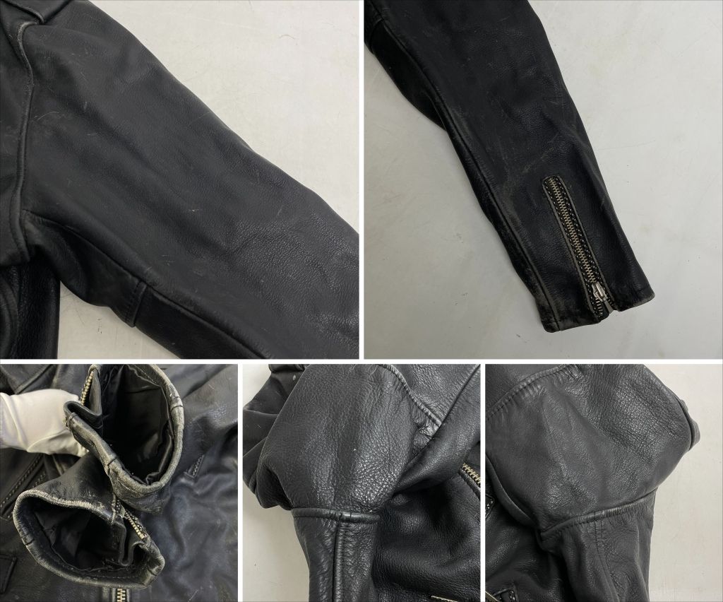 01w-6619 ハーレーダビッドソン HARLEY DAVIDSON エンボス加工 エンジン型押し レザージャケット ブラック サイズL メンズ アウター 【中古品】