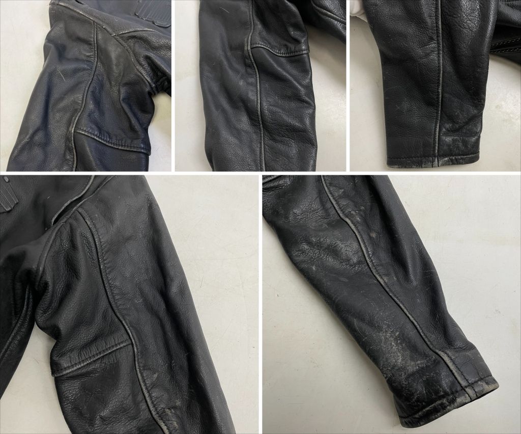 01w-6619 ハーレーダビッドソン HARLEY DAVIDSON エンボス加工 エンジン型押し レザージャケット ブラック サイズL メンズ アウター 【中古品】