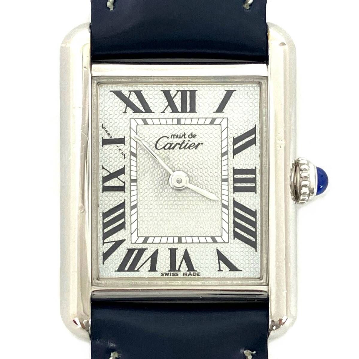 Cartier カルティエ マストタンク SM W1016530 クォーツ シルバー レザーベルト レディース 腕時計 ウォッチ 保存袋・使用済み純正ベルト有