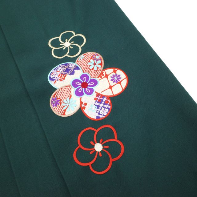 【中古】 袴 卒業式 リサイクル 女性用 JAPAN STYLE ジャパンスタイル 丸紅ブランド 深緑 ディープグリーン 花柄 ねじり梅 ワンポイント 刺繍 金糸 かわいい 春 秋 冬 仕立て上がり 紐下2尺5寸 95cm Lサイズ みやがわ sb16049 【中古】 袴 卒業式 リサイクル 女性用 JAPAN STYLE ジャパンスタイル 丸紅ブランド 深緑 ディープグリーン 花柄 ねじり梅 ワンポイント 刺繍 金糸 かわいい 春 秋 冬 仕立て上がり 紐下2尺5寸 95cm Lサイズ みやがわ sb16049