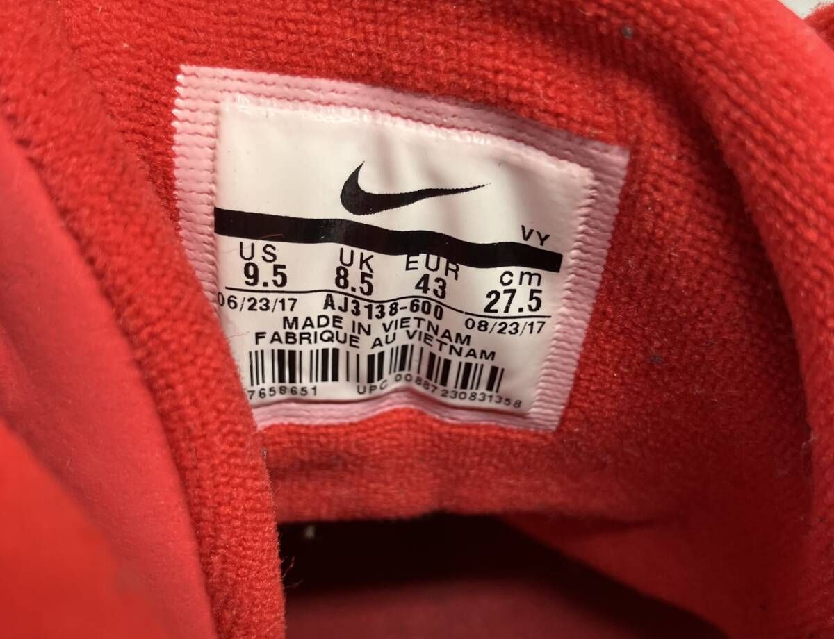 ★ NIKE ナイキ ハイカットスニーカー AJ3138-600 27.5cm レッド 通年