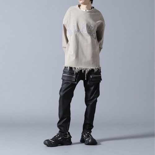 Danke Schon ダンケシェーン CUT FRINGE SWEAT CREWNECK BLACK カット 