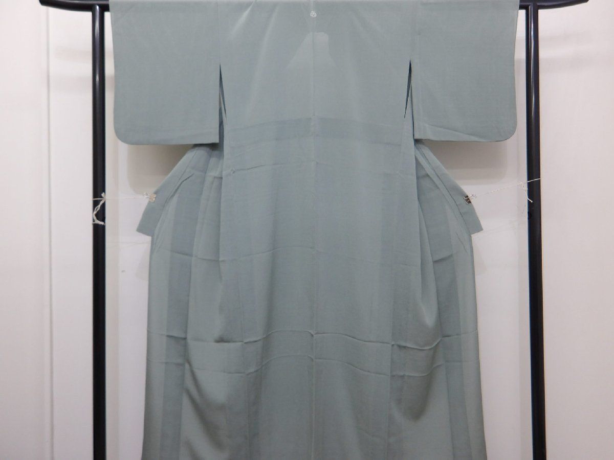 P42613　夏物　成竹登茂男　加賀友禅　絽　縮緬　色無地　単衣　c