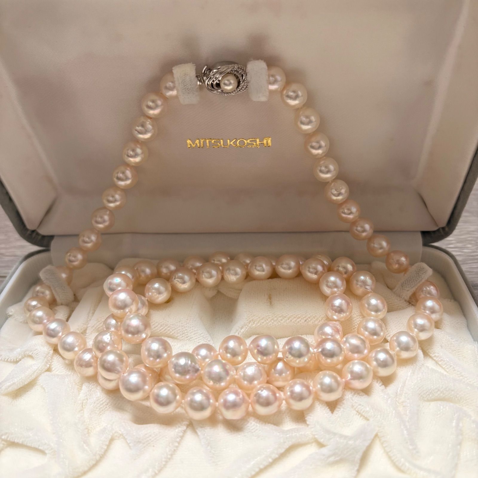本真珠　8.5~9mmパール　ロングネックレス　SILVER刻印あり