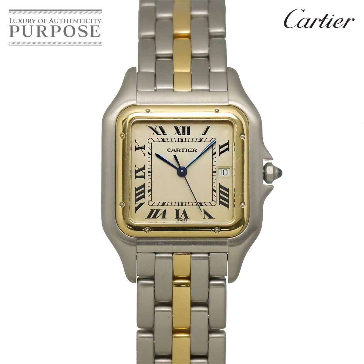 カルティエ Cartier パンテールLM 1ロウ コンビ ヴィンテージ 83083441 メンズ 腕時計 デイト アイボリー YG クォーツ Phantere 90317558