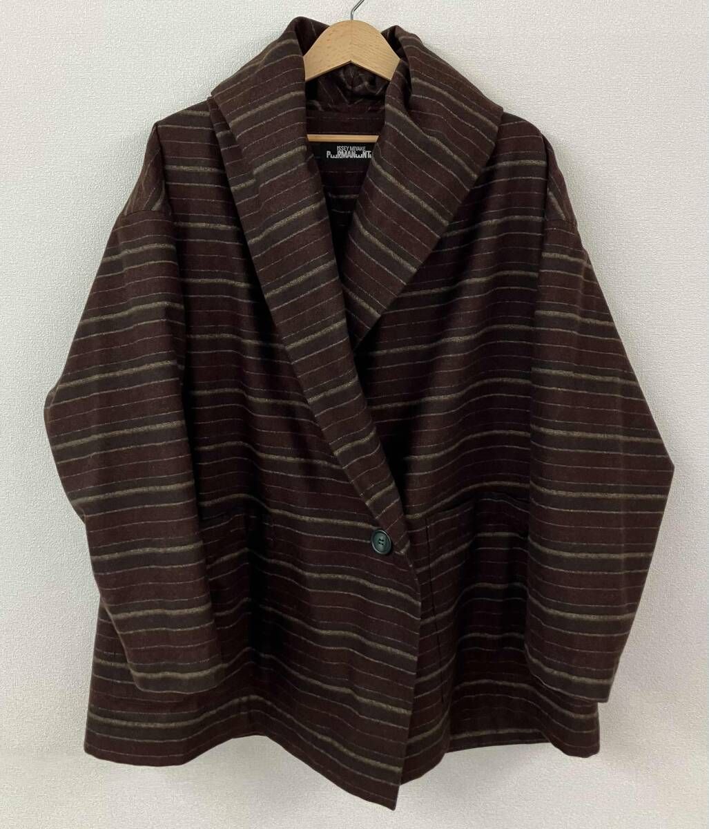 ISSEY MIYAKE イッセイミヤケ ジャケット レディース M 茶 ブラウン フーデッドジャケット