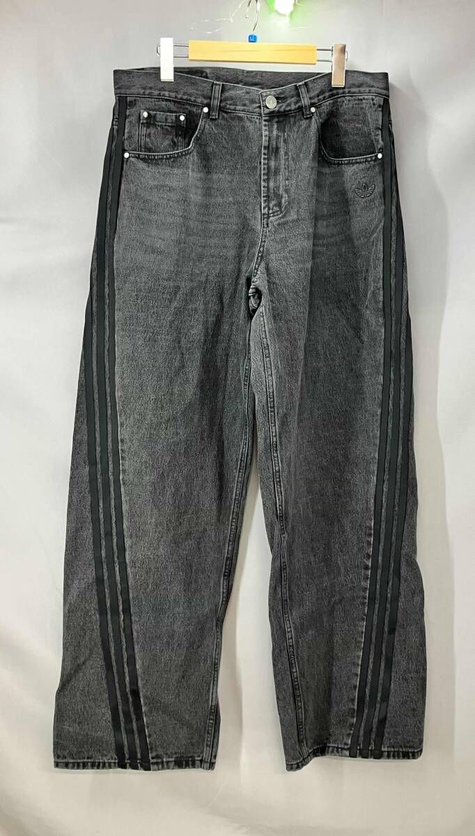★ adidasアディダス タグ付き ジーンズ JY6291 ルーズフィットデニム サイズライン W33 グレー 通年